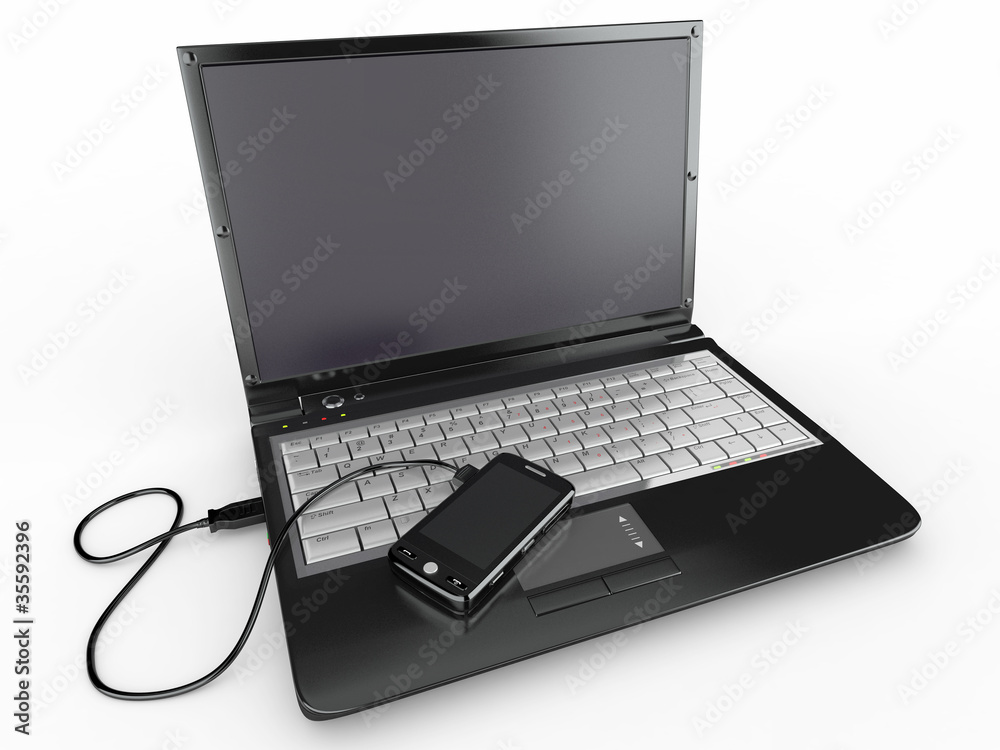Connect. Laptop and cell phone concept. Connect. Laptop and cell phone concept.