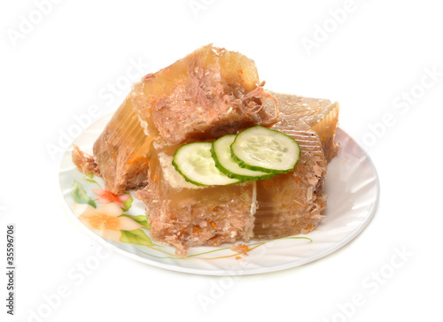 Jellied meat on a plate