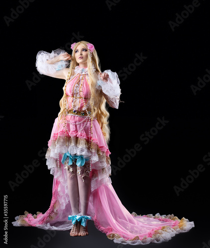 Tableau sur toile Young girl posing in fairy-tale cosplay costume