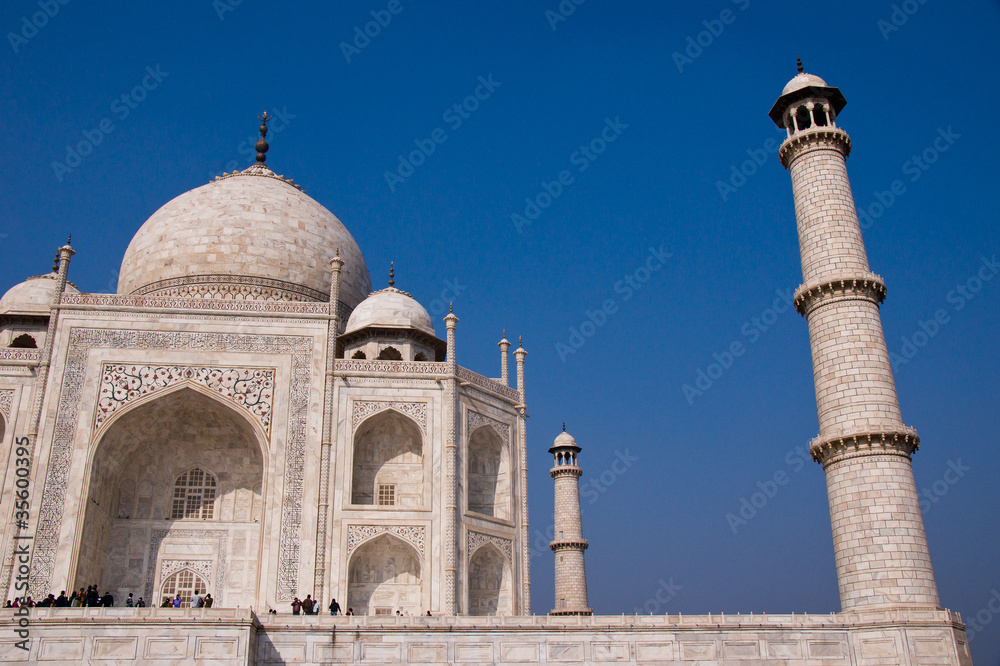 Taj mahal the white marble mausoleum, Agra India