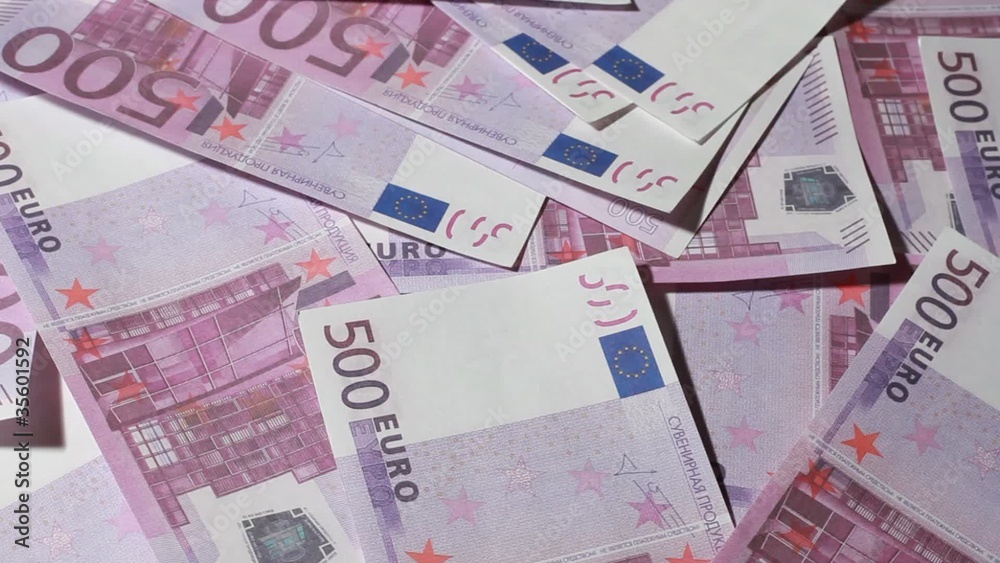 Banknote like real five hundred euros spinning Banknote like real five hundred euros spinning
