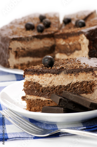 Homemade chocolate cake close-up