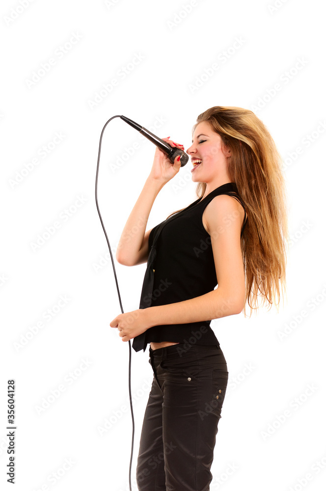 girl singing with microphone girl singing with microphone