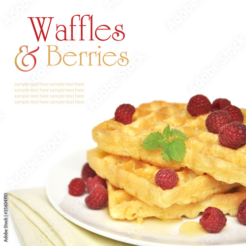 Waffles and raspberry