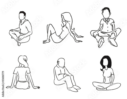 sitting people