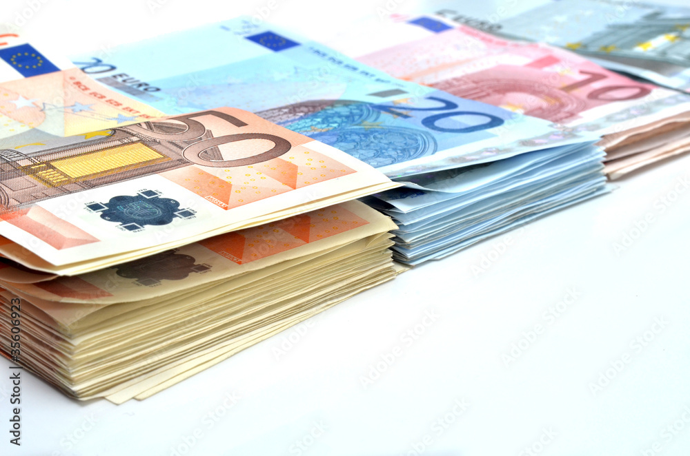 Fajos de billetes de 50,20,10 y 5€ Stock Photo | Adobe Stock