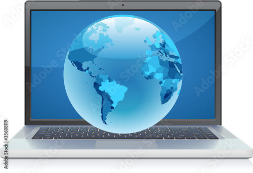 Laptop and Globe