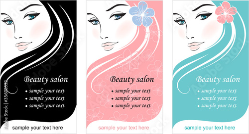 Stylish face of woman. Template design card #35608532