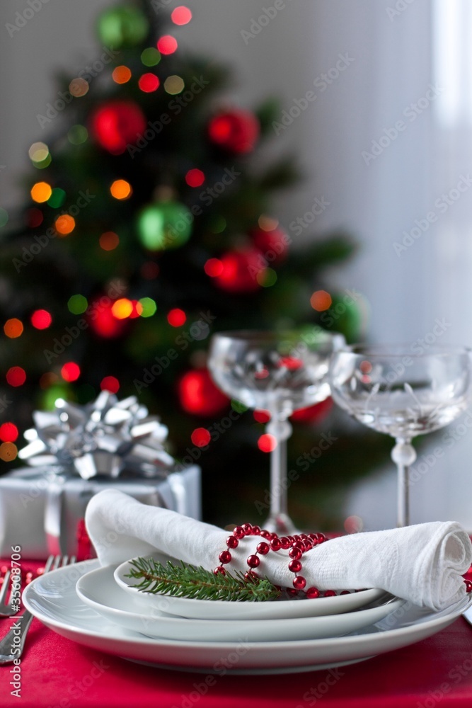 Table setting at Christmas