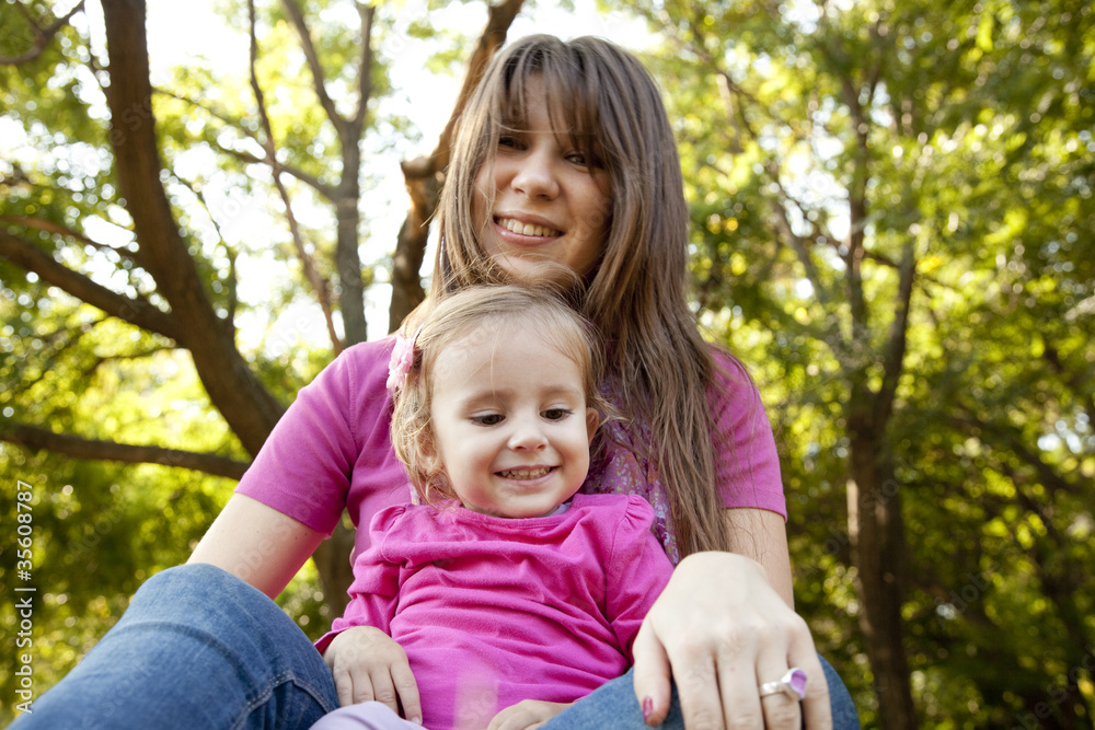 Little girl and mother in the park Little girl and mother in the park