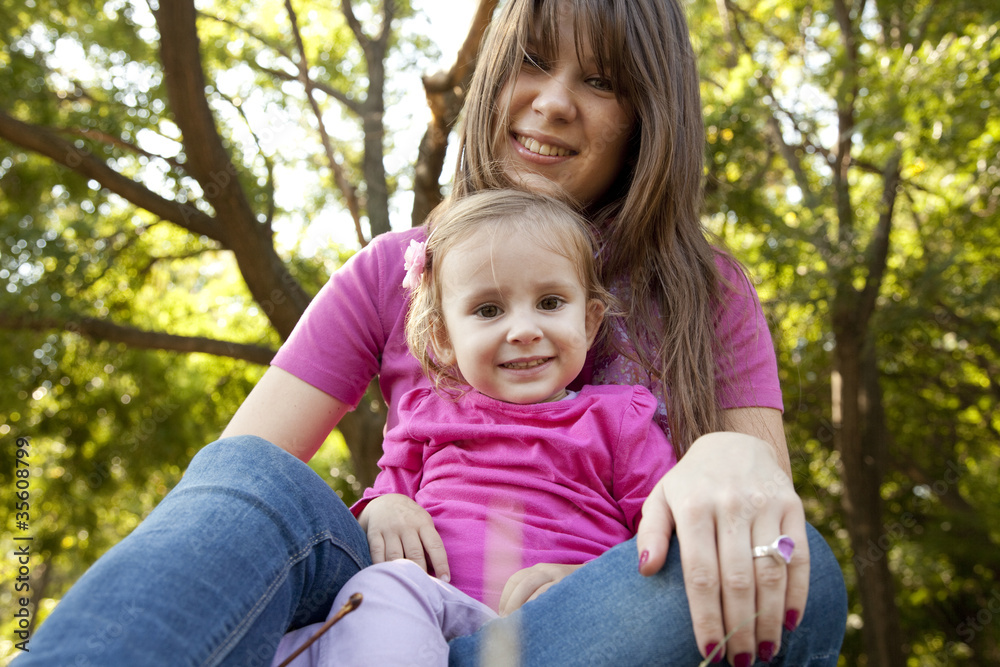 Little girl and mother in the park Little girl and mother in the park