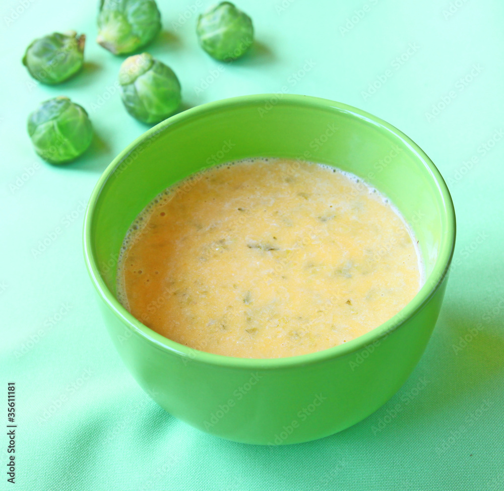 Soup-puree from the Brussels cabbage and pumpkin