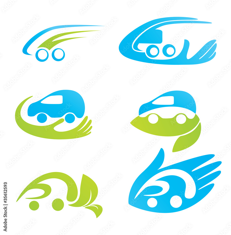vector collection of safely and ecological cars symbols vector collection of safely and ecological cars symbols