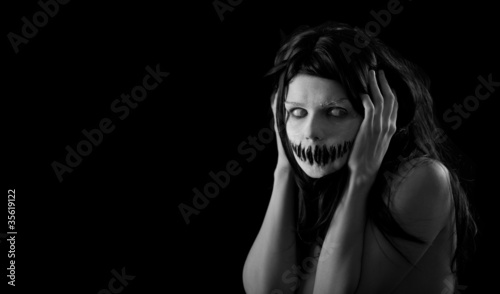 Halloween girl with scary mouth photo