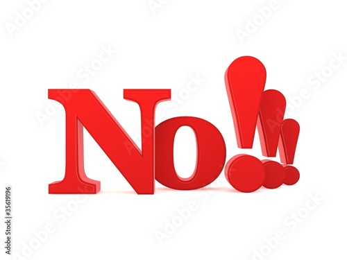 3D of the word No isolated against a white background