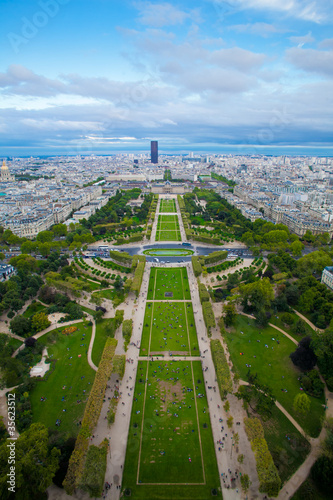 View to The Champ de Mars of Paris from Effeil tower