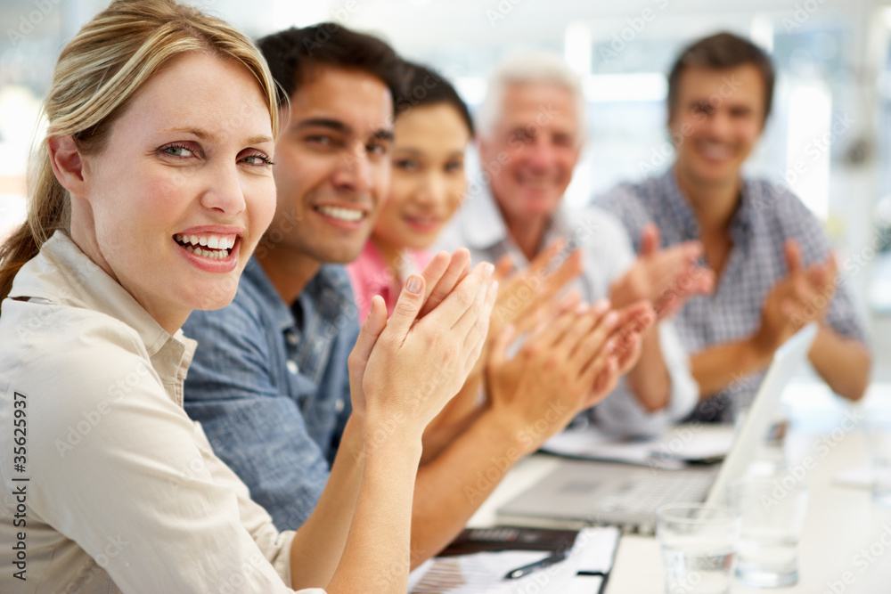 Mixed group in business meeting Mixed group in business meeting