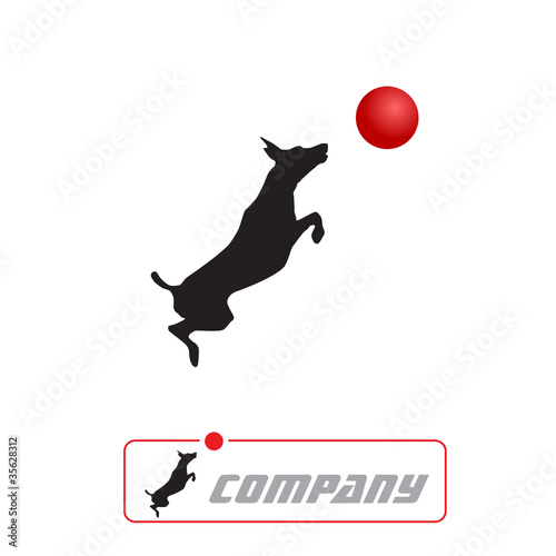 Logo dog jumping # Vector