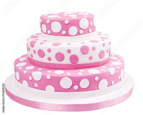 Pink spotted sugar paste cake