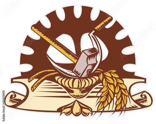 hammer sickle wheat mechanical gear cog