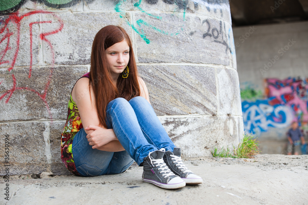 Teenage girls with problems, plenty of copy-space Teenage girls with problems, plenty of copy-space