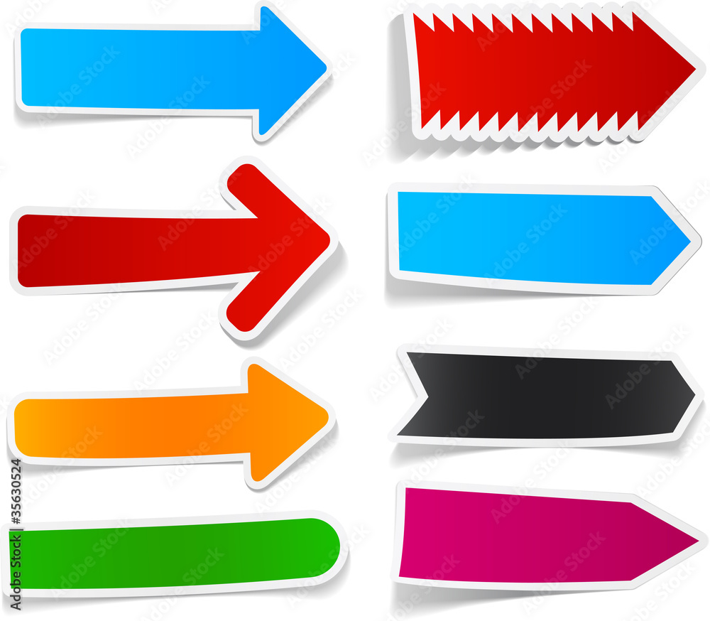 Color arrows sticker set.