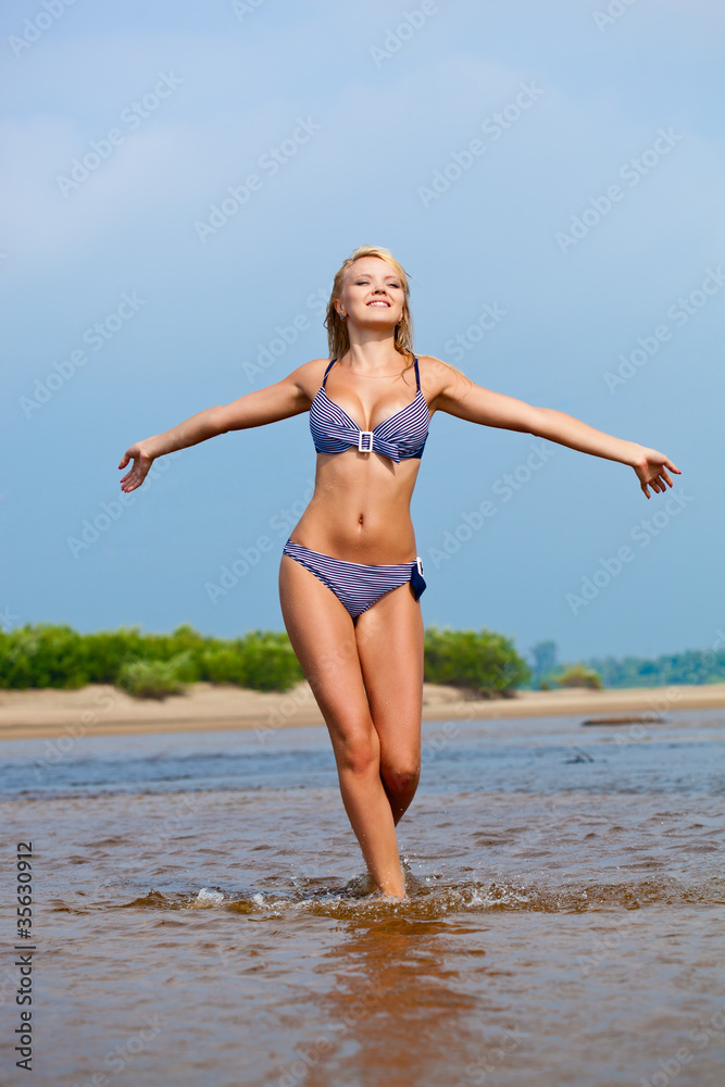 woman walking on water
