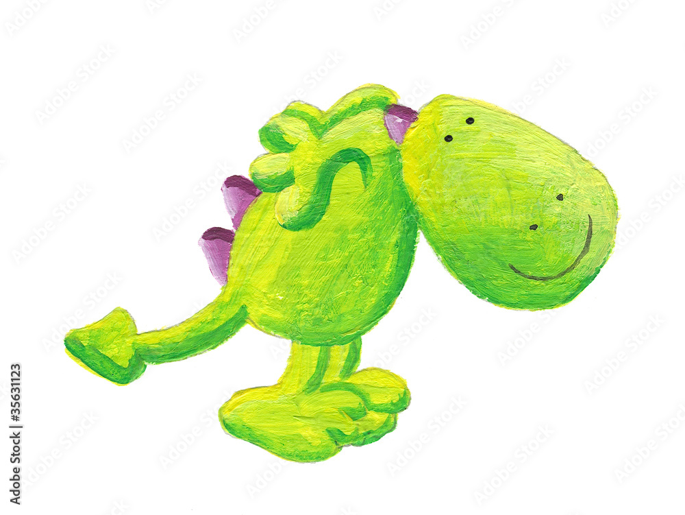 Obraz premium Cute little dragon ready to jump