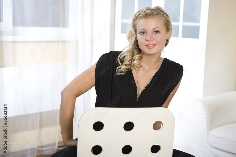 Portrait of lovely young female in room Portrait of lovely young female in room
