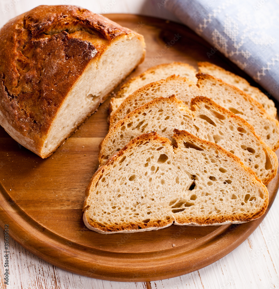 Sourdough bread on kitchen board