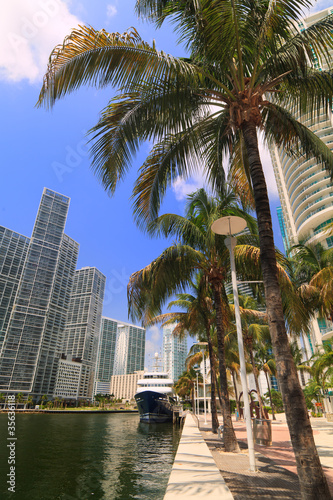 Scenic downtown Miami River cityscape