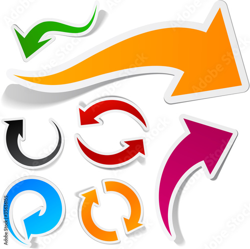 Color arrows sticker set.