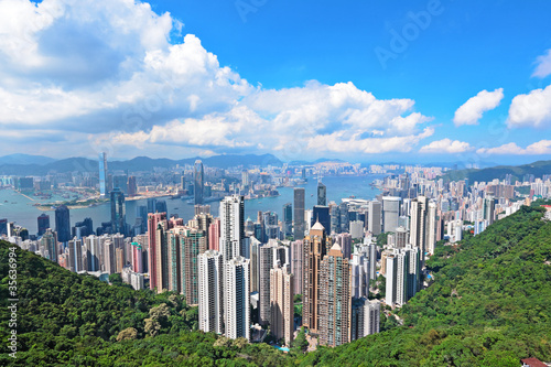 Skyline of Hong Kong City from the Peak photo