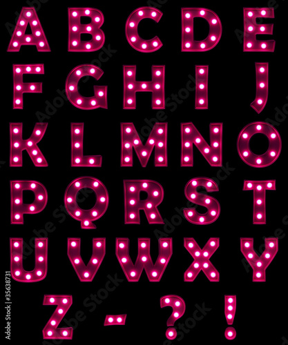 pink letter set for signs with lamps