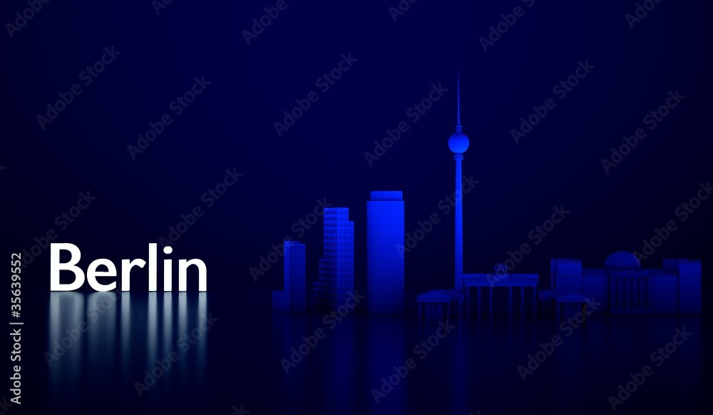 Berlin Modell blau beleuchtet