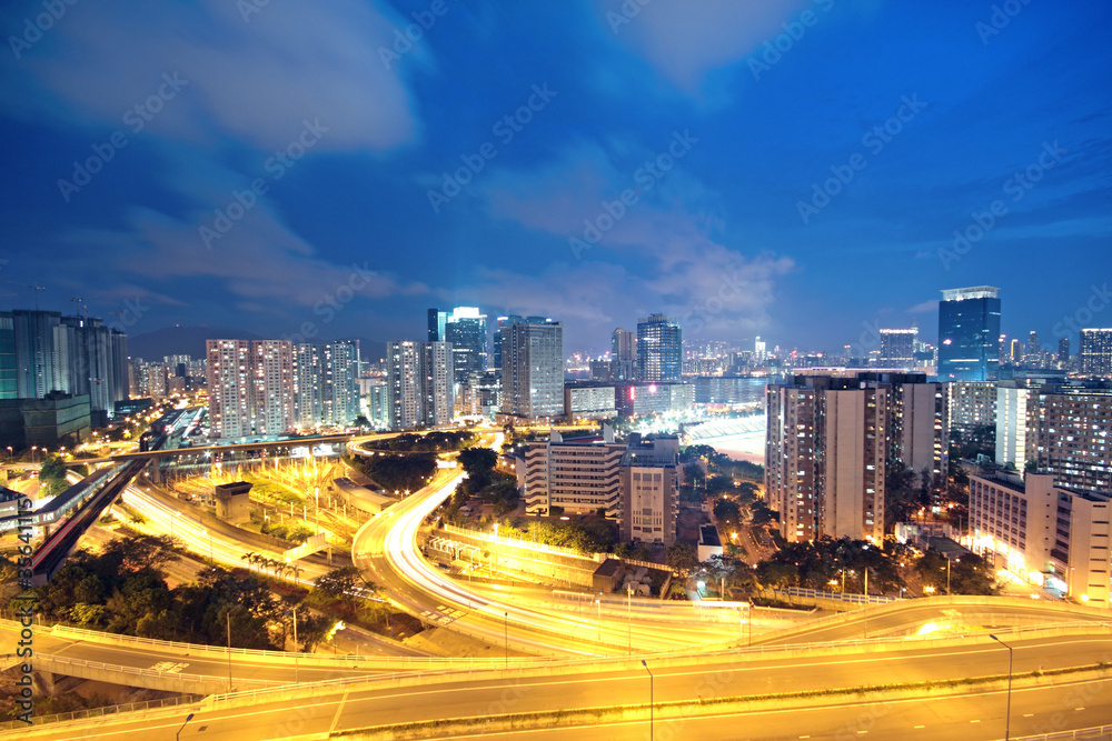 traffic in Hong Kong at night