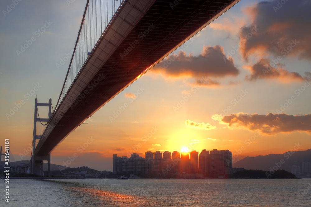 bridge at sunset moment