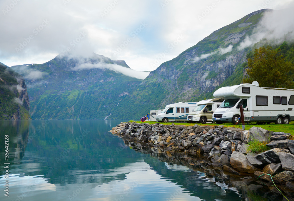 Camping by fjord