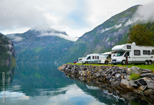 Fototapeta Camping by fjord