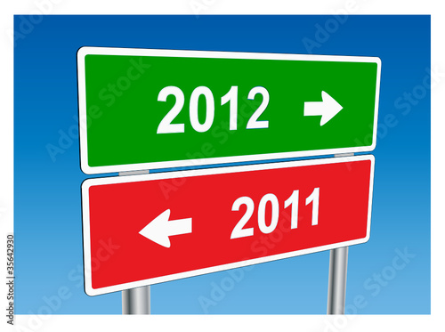 2012 & 2011 Signposts (Happy New Year greetings card)