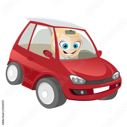 auto mädchen cartoon