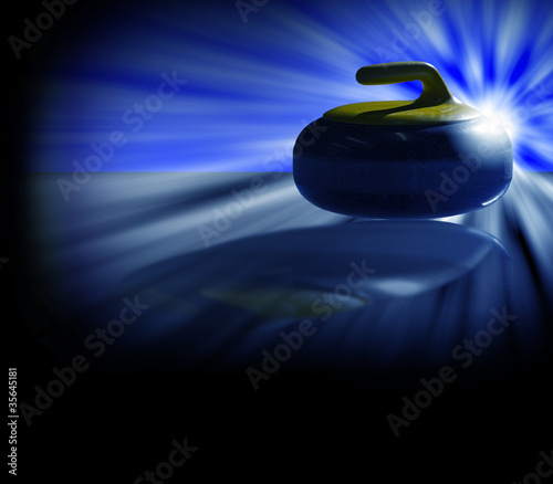Принти на полотні curling stone backlight blue
