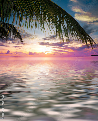 Fototapeta Naklejka Na Ścianę i Meble -  Evening Beach Calm Ocean