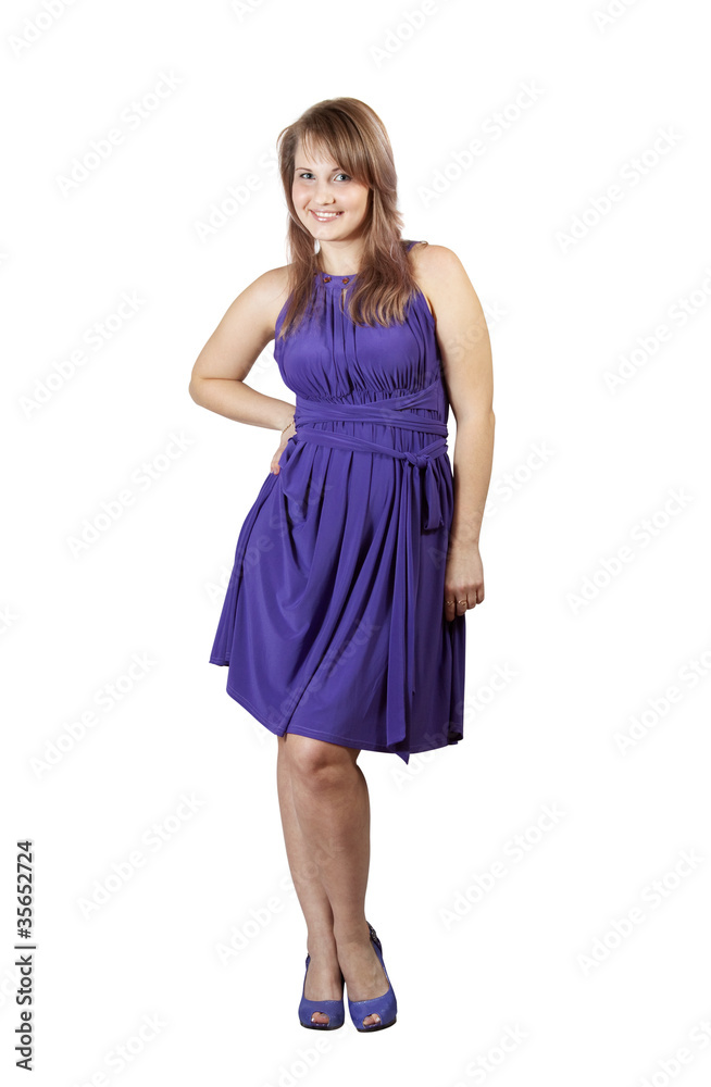 beauty girl in violet dress