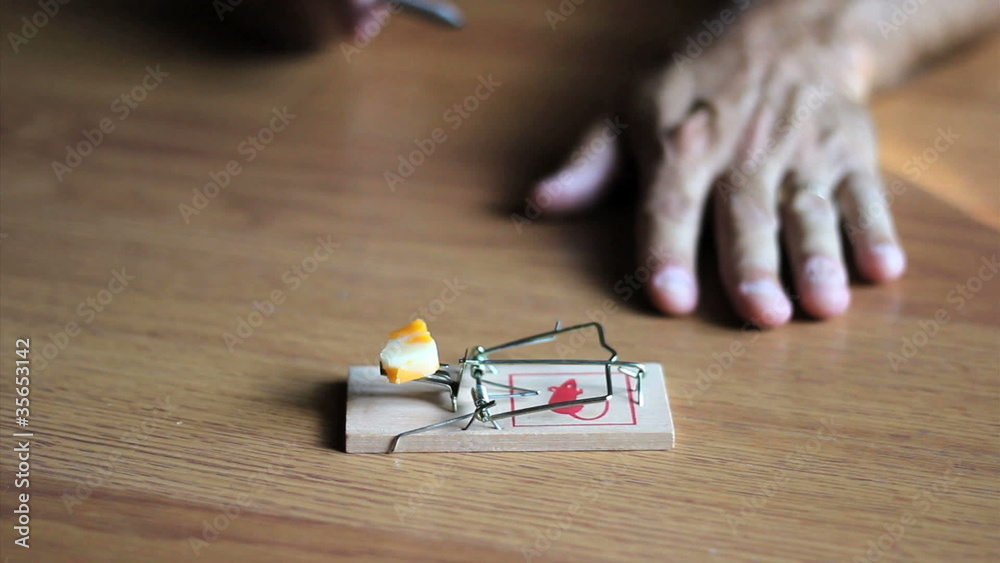 Man Testing A Mouse Trap