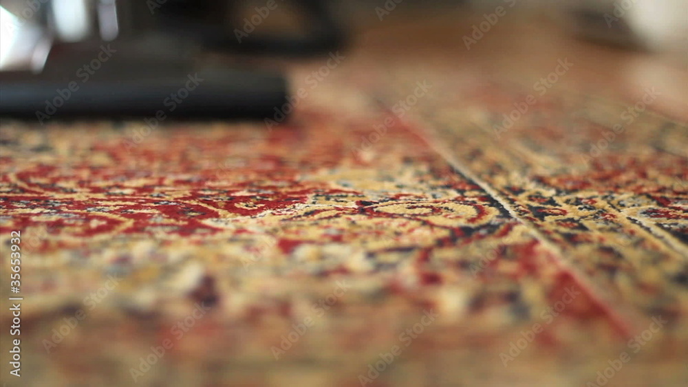 Vacuuming Colorful Carpet-Low Angle Vacuuming Colorful Carpet-Low Angle