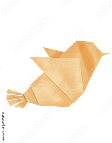 colorful origami bird made from recycle paper