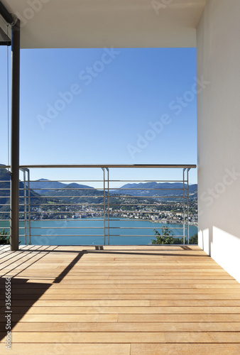 Modern apartment,.balcony with panoramic view