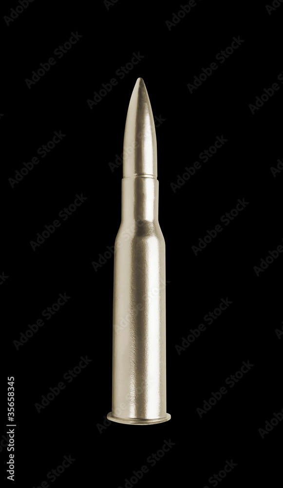 silver gun bullet isolated on black background silver gun bullet isolated on black background