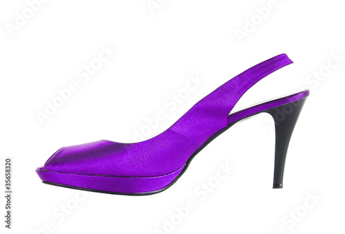 Beautiful sexy violet female shoes isolated on white background